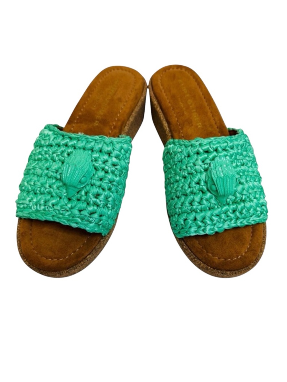 Kurt Geiger London Cork Eagle Crochet & Cork Slide Sandal.  SZ:7.5